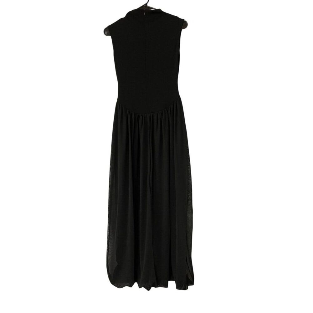 Zara Womens Long Contrast Tulle Dress S Black High Neck Sleeveless 5584/807 NWT - Picture 4 of 14
